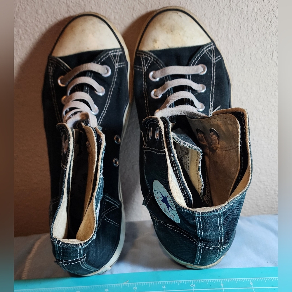 Vintage Converse All Star High Top Canvas Black Shoes Sz 6 Chuck Taylor CHARITY